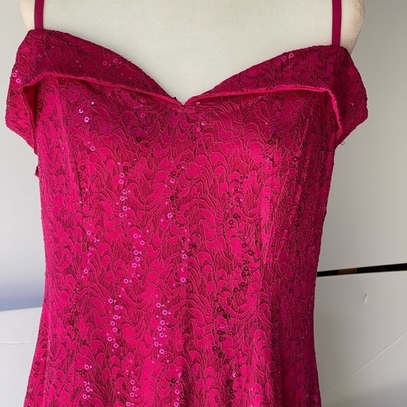 Candalite Women's Plus Size Pink Sequin Formal Bridal Party Prom Dress Maxi, XL - Picture 6 of 11